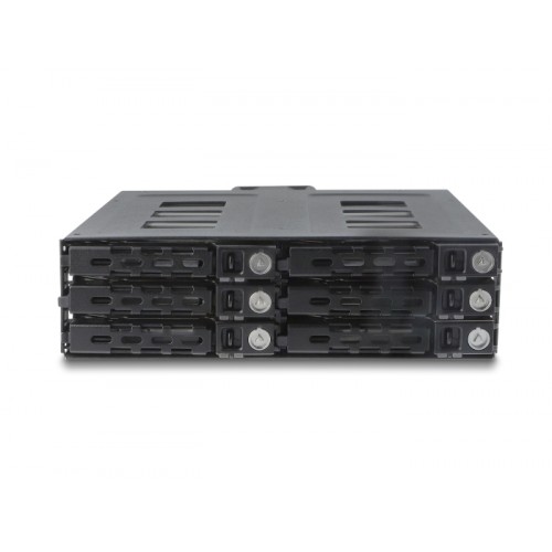 Delock 5.25″ Mobile Rack for 6 x 2.5″ SATA or SAS HDD / SSD with lock