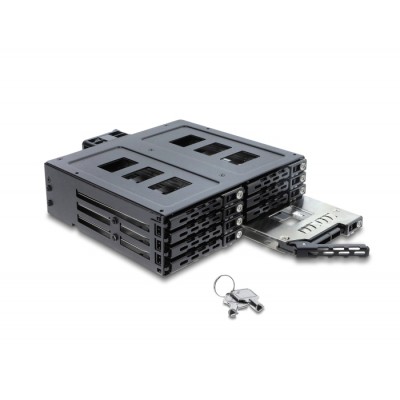 Delock 5.25″ Mobile Rack for 8 x 2.5″ SATA or SAS HDD / SSD with lock