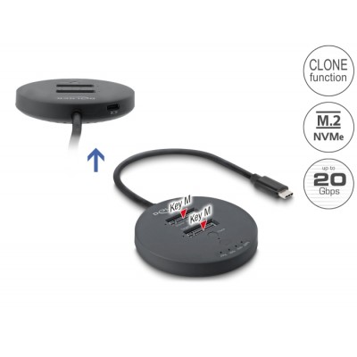 Delock USB 20 Gbps M.2 Docking Station for 2 x M.2 NVMe PCIe SSD with Clone function