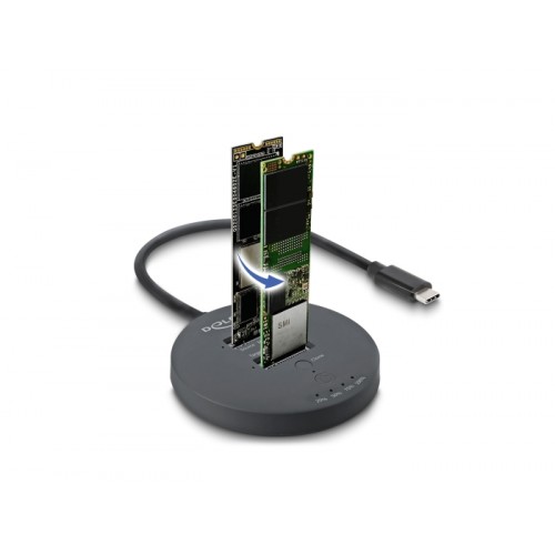 Delock USB 20 Gbps M.2 Docking Station for 2 x M.2 NVMe PCIe SSD with Clone function