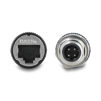 Delock M12 Adapter D-coded 4 pin male to RJ45 jack for built-in round straight 2