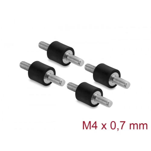 Delock Vibration Damper M4 x 0.7 mm D 10 x H 10 mm with 2 x external thread 4 pieces black