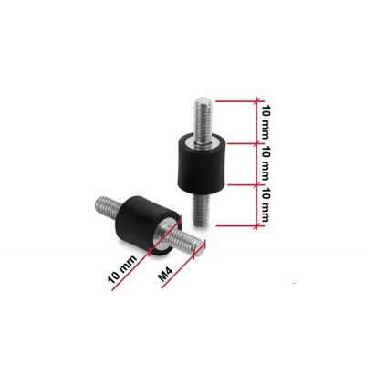 Delock Vibration Damper M4 x 0.7 mm D 10 x H 10 mm with 2 x external thread 4 pieces black 2