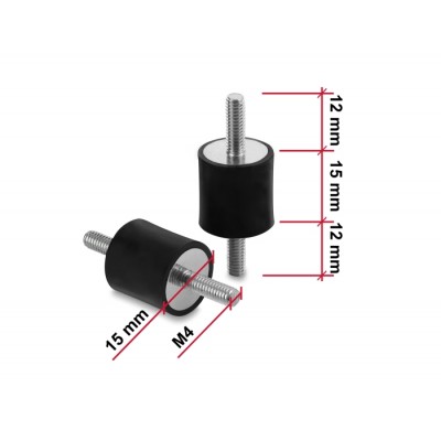 Delock Vibrationsdämpfer M4 x 0,7 mm D 15 x H 15 mm mit 2 x Außengewinde 4 Stück schwarz 2
