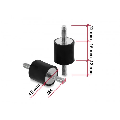 Delock Vibrationsdämpfer M4 x 0,7 mm D 15 x H 15 mm mit 2 x Außengewinde 4 Stück schwarz