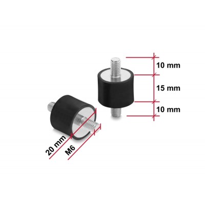 Delock Vibrationsdämpfer M6 x 1 mm D 20 x H 15 mm mit 2 x Außengewinde 4 Stück schwarz 2