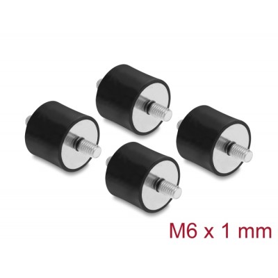 Delock Vibrationsdämpfer M6 x 1 mm D 25 x H 20 mm mit 2 x Außengewinde 4 Stück schwarz