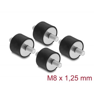 Delock Vibrationsdämpfer M8 x 1,25 mm D 30 x H 20 mm mit 2 x Außengewinde 4 Stück schwarz