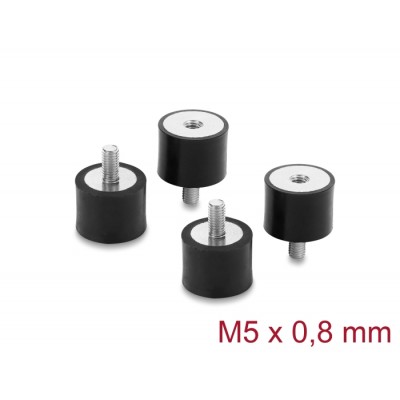 Delock Vibration Damper M5 x 0.8 mm D 20 x H 15 mm with internal and external thread 4 pieces black