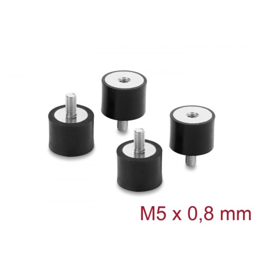 Delock Vibration Damper M5 x 0.8 mm D 20 x H 15 mm with internal and external thread 4 pieces black