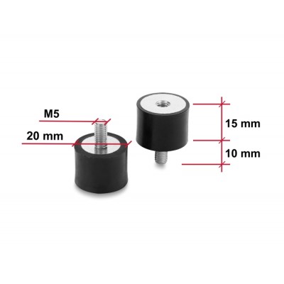 Delock Vibration Damper M5 x 0.8 mm D 20 x H 15 mm with internal and external thread 4 pieces black 2