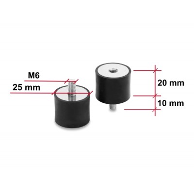 Delock Vibration Damper M6 x 1 mm D 25 x H 20 mm with internal and external thread 4 pieces black 2