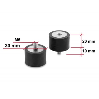 Delock Vibration Damper M6 x 1 mm D 30 x H 20 mm with internal and external thread 4 pieces black 2