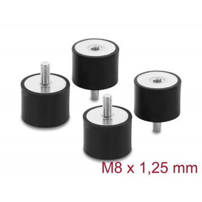 Delock Vibration Damper M8 x 1.25 mm D 40 x H 30 mm with internal and external thread 4 pieces black