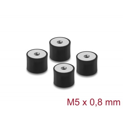Delock Vibration Damper M5 x 0.8 mm D 20 x H 15 mm with 2 x internal thread 4 pieces black