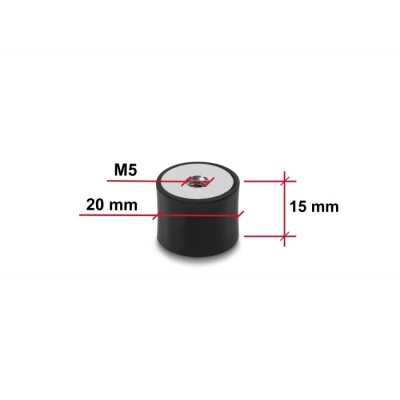 Delock Vibration Damper M5 x 0.8 mm D 20 x H 15 mm with 2 x internal thread 4 pieces black 2