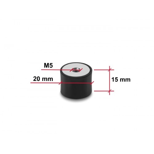 Delock Vibration Damper M5 x 0.8 mm D 20 x H 15 mm with 2 x internal thread 4 pieces black