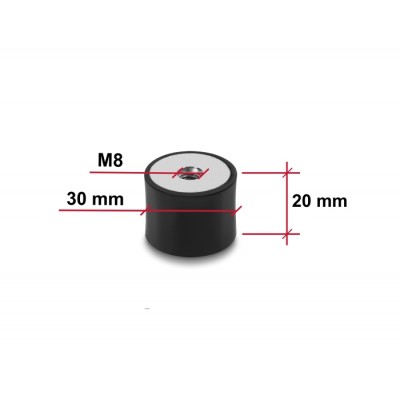 Delock Vibration Damper M8 x 1.25 mm D 30 x H 20 mm with 2 x internal thread 4 pieces black 2
