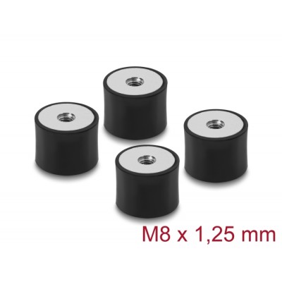 Delock Vibration Damper M8 x 1.25 mm D 40 x H 30 mm with 2 x internal thread 4 pieces black