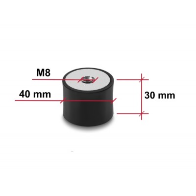 Delock Vibration Damper M8 x 1.25 mm D 40 x H 30 mm with 2 x internal thread 4 pieces black 2