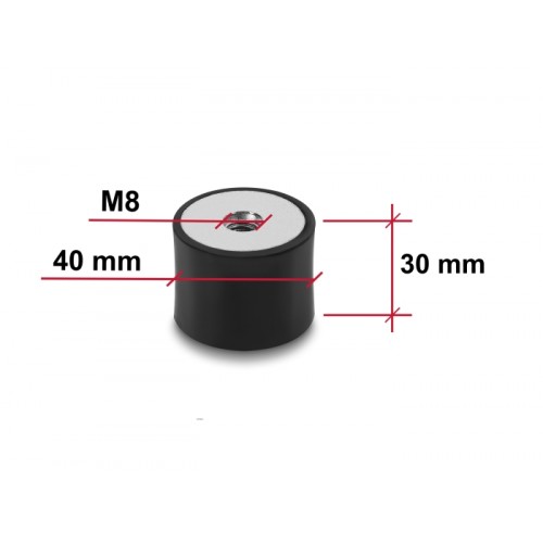 Delock Vibration Damper M8 x 1.25 mm D 40 x H 30 mm with 2 x internal thread 4 pieces black