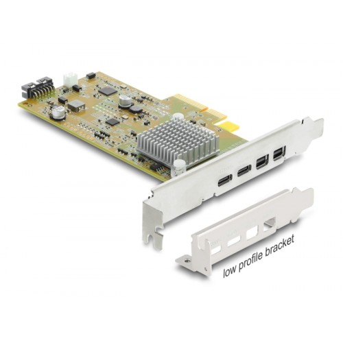 Delock PCI Express x4 Card to 2 x external USB Type-C™ 40 Gbps (DP Alt Mode) female – Low Profile Form Factor