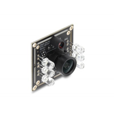 Delock USB 2.0 Camera Module with Global Shutter black / white 0.92 mega pixel 65° 6 LED V6 fix focus