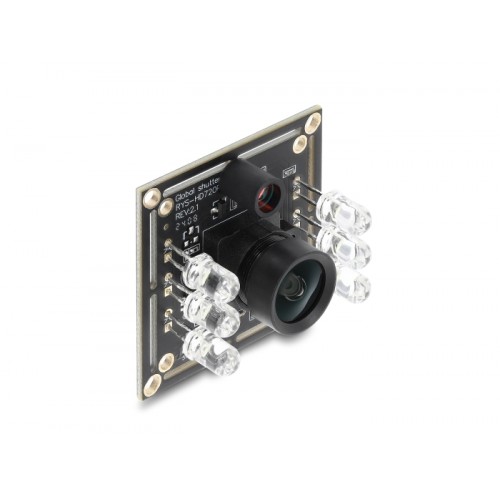 Delock USB 2.0 Camera Module with Global Shutter black / white 0.92 mega pixel 65° 6 LED V6 fix focus