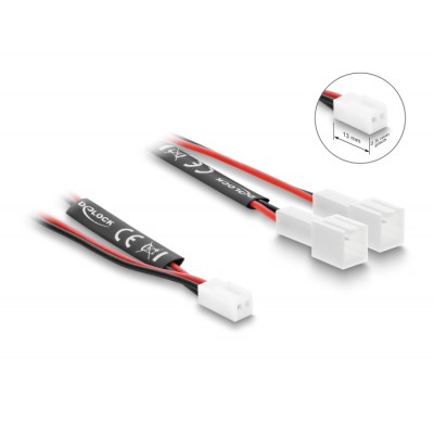 Delock Y-Fan Cable 1 x 2 pin female to 2 x 2 pin male with 10 cm 2