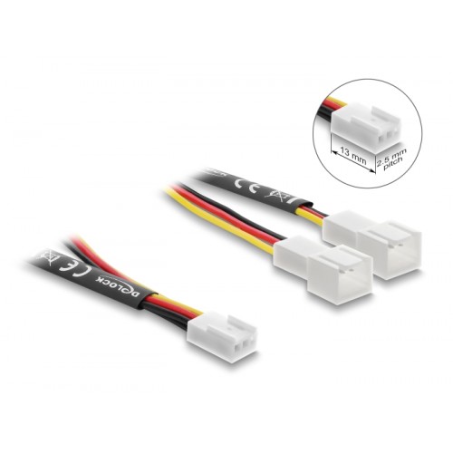 Delock Y-Fan Cable 1 x 3 pin female to 2 x 3 pin male with 10 cm