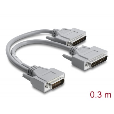 Delock Y-Cable Adapter Serial RS-232 LFH D-Sub HD 60 pin male to 2 x D-Sub 25 pin male 0.3 m grey