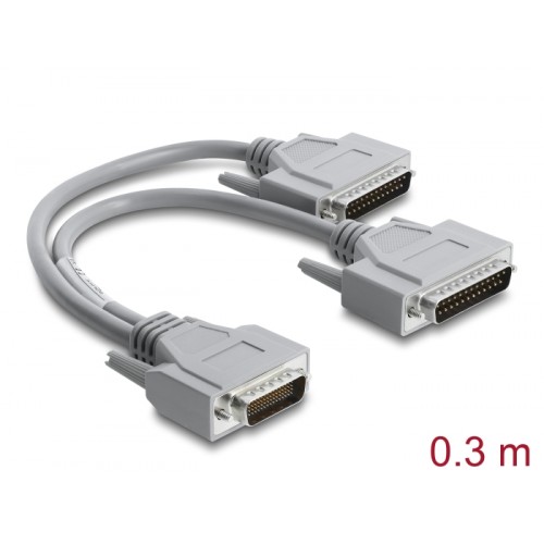 Delock Y-Cable Adapter Serial RS-232 LFH D-Sub HD 60 pin male to 2 x D-Sub 25 pin male 0.3 m grey