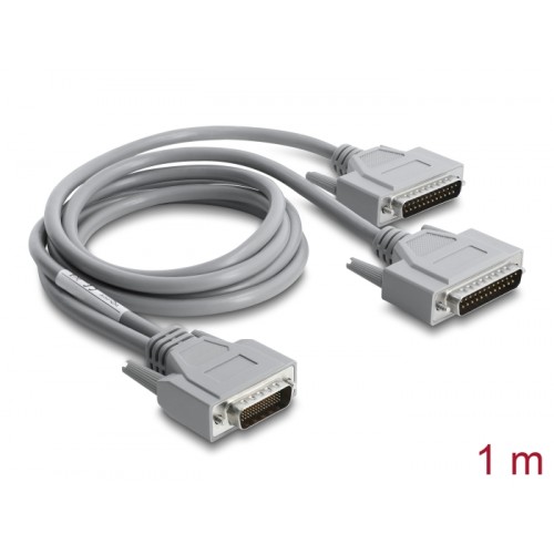 Delock Y-Cable Adapter Serial RS-232 LFH D-Sub HD 60 pin male to 2 x D-Sub 25 pin male 1 m grey