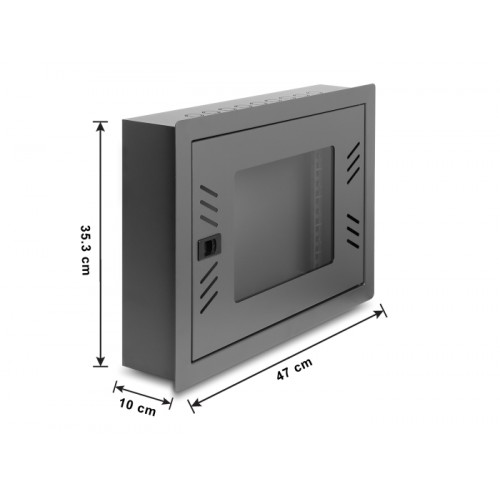 Delock 12″ Network Cabinet / Control Cabinet with removable Front Cover 6U black