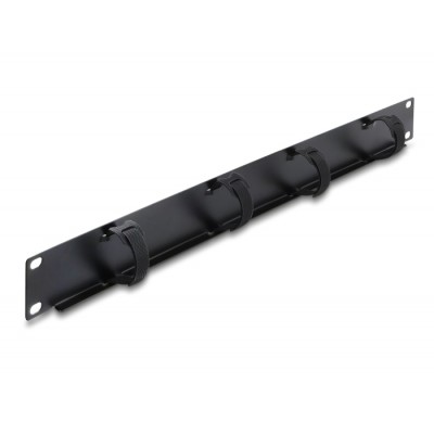 Delock 19″ 1U Cable Management Panel with 4 x hook-and-loop cable ties black 2