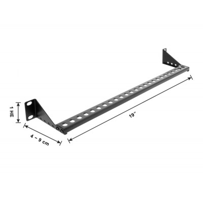 Delock 19″ 1U Cable Management Panel / Cable Routing Panel depth adjustable 40 - 90 mm black