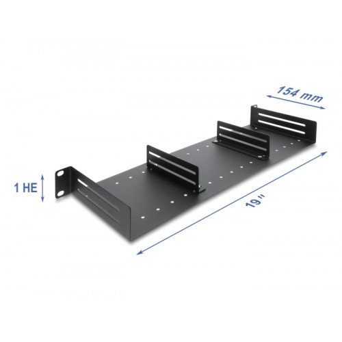 Delock 19″ 1U Shelf with 2 adjustable dividers up to 154 mm deep max. 6 kg load capacity black