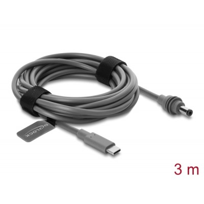 Delock USB Type-C™ male to DC 5.5 x 2.1 mm Cable compatible with Starlink Mini, 3 m grey