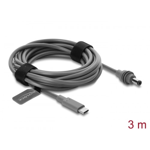 Delock USB Type-C™ male to DC 5.5 x 2.1 mm Cable compatible with Starlink Mini, 3 m grey