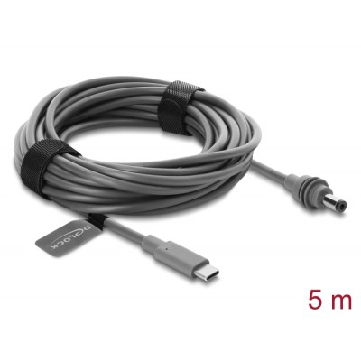 Delock USB Type-C™ male to DC 5.5 x 2.1 mm Cable compatible with Starlink Mini, 5 m grey