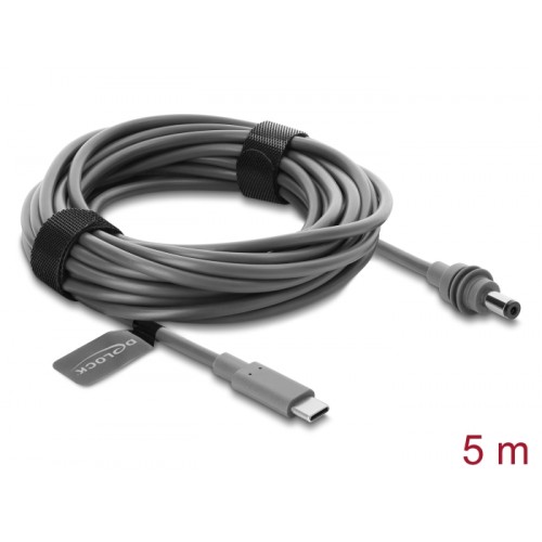 Delock USB Type-C™ male to DC 5.5 x 2.1 mm Cable compatible with Starlink Mini, 5 m grey