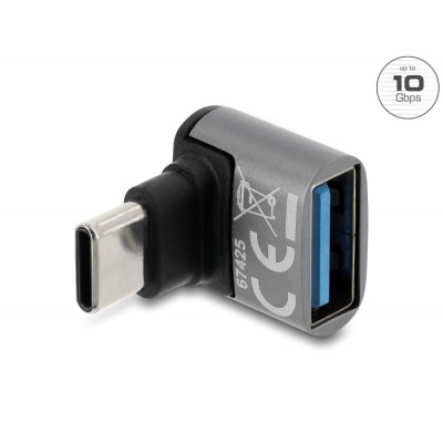Adapter USB 10 Gbps USB Type-C™ male to Type-A female, upwards angled aluminum housing