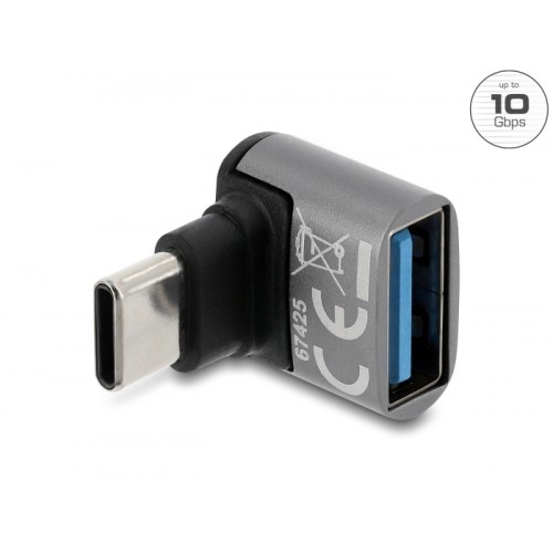 Adapter USB 10 Gbps USB Type-C™ male to Type-A female, upwards angled aluminum housing