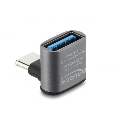Adapter USB 10 Gbps USB Type-C™ male to Type-A female, upwards angled aluminum housing