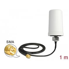 Delock LTE Antenna SMA plug 1.7 - 2.0 dBi ULA100 1 m omnidirectional fixed outdoor white