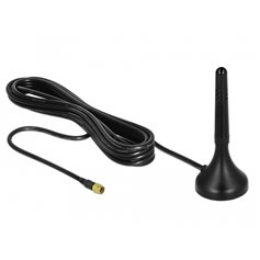 Delock LTE Antenna SMA plug 1 - 2 dBi fixed omnidirectional with magnetic base and connection cable RG-174 A/U 3 m outdoor black
