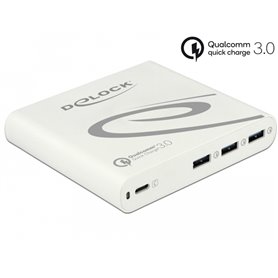 Delock USB Charger 1 x USB Type-C™ PD 85 W + 3 x USB Type-A Qualcomm Quick Charge 3.0
