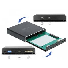 Delock External Enclosure for 2.5″ SATA HDD / SSD with additional USB Type-C™ and Type-A Port and SD Slot