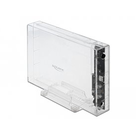 Delock External Enclosure for 3.5″ SATA HDD with USB Type-C™ female transparent - tool free