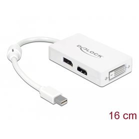 Delock Adapter mini DisplayPort 1.1 male > DisplayPort / HDMI / DVI female Passive white